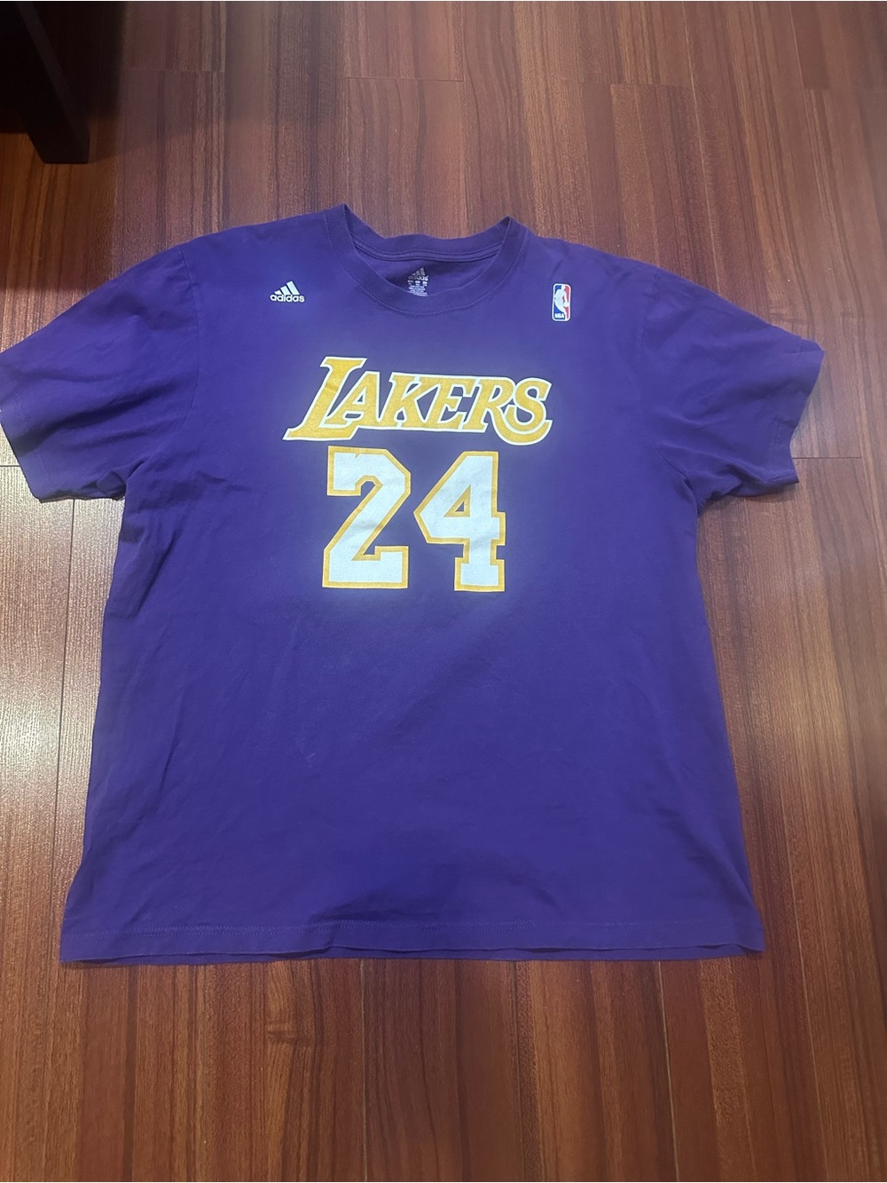 adidas Lakers Purple Tee with Yellow/White #24 Graphic